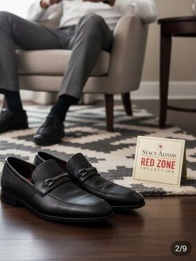 Stacy Adams RedZone Men’s leather Black Bit Loafers Size 13M Slip-On Dress Shoes